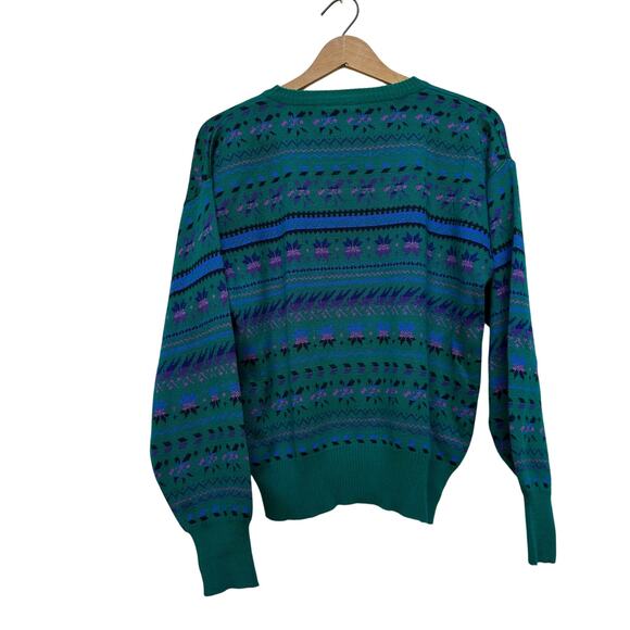 Vintage Meister Green Snowflake Pattern Sweater M - Picture 3 of 5